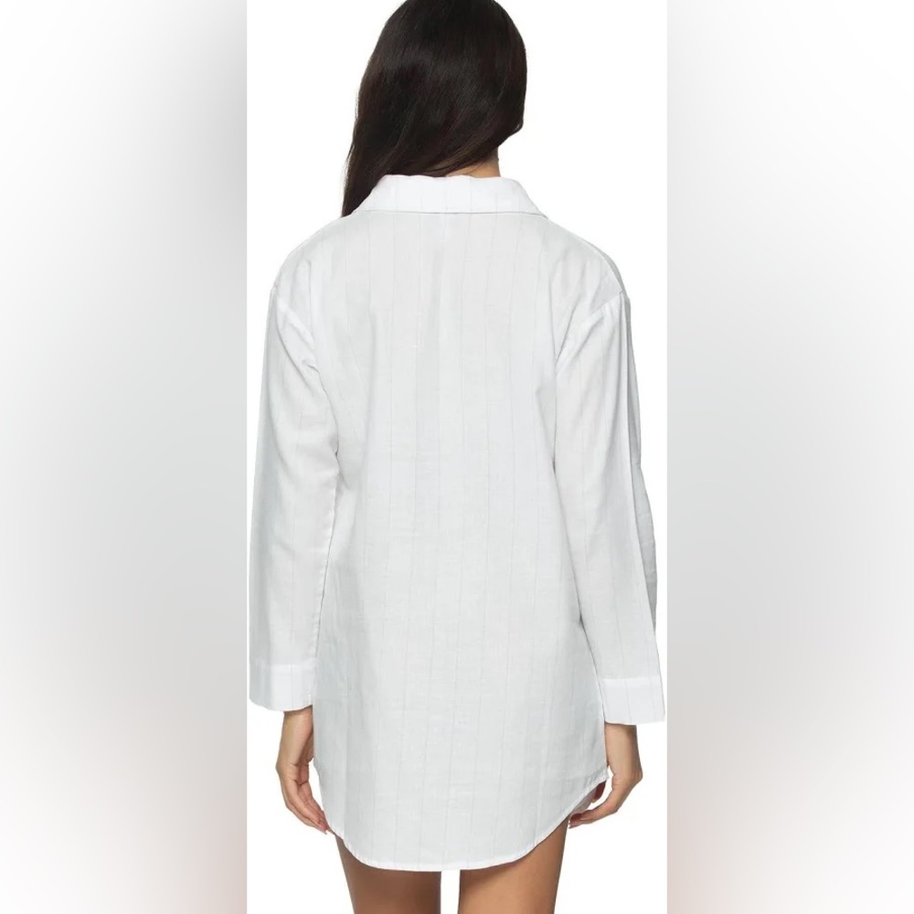 Felina Women's Mirielle Oversized Cotton Poplin Sleep Shirt NWT Size M - Picture 2 of 3